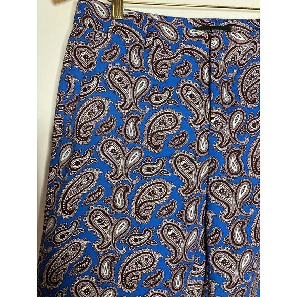 Banana Republic Women's Size 2 Blue Paisley Blake Pants - Picture 2 of 8